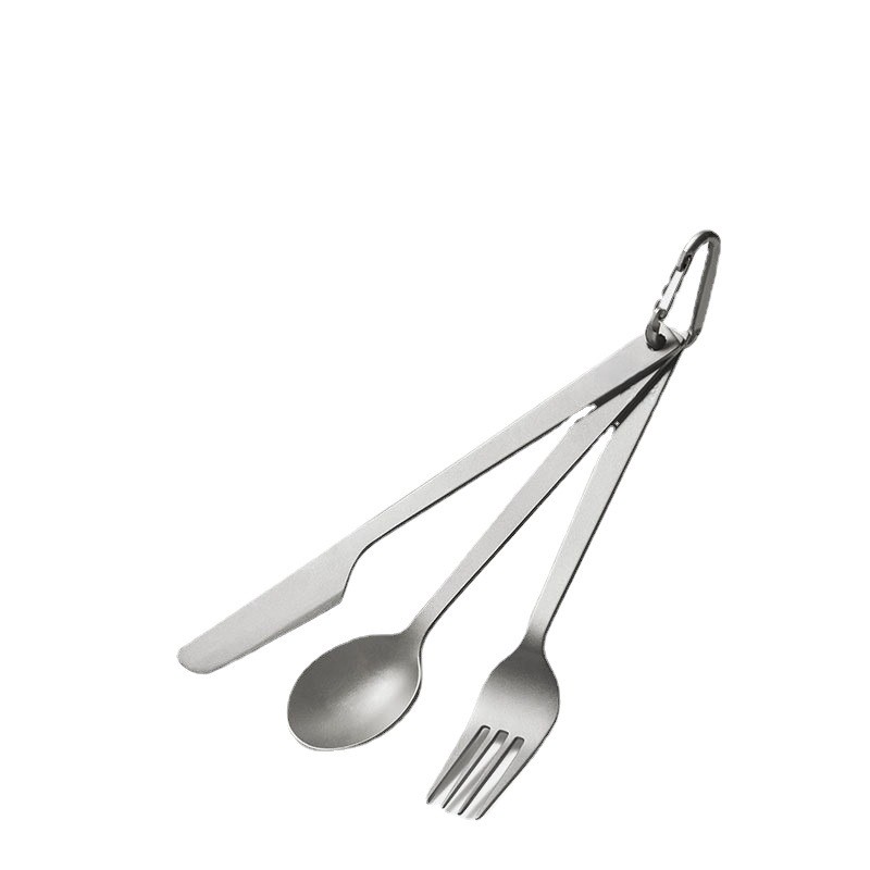 Camping knife, fork and spoon set pure titanium 13