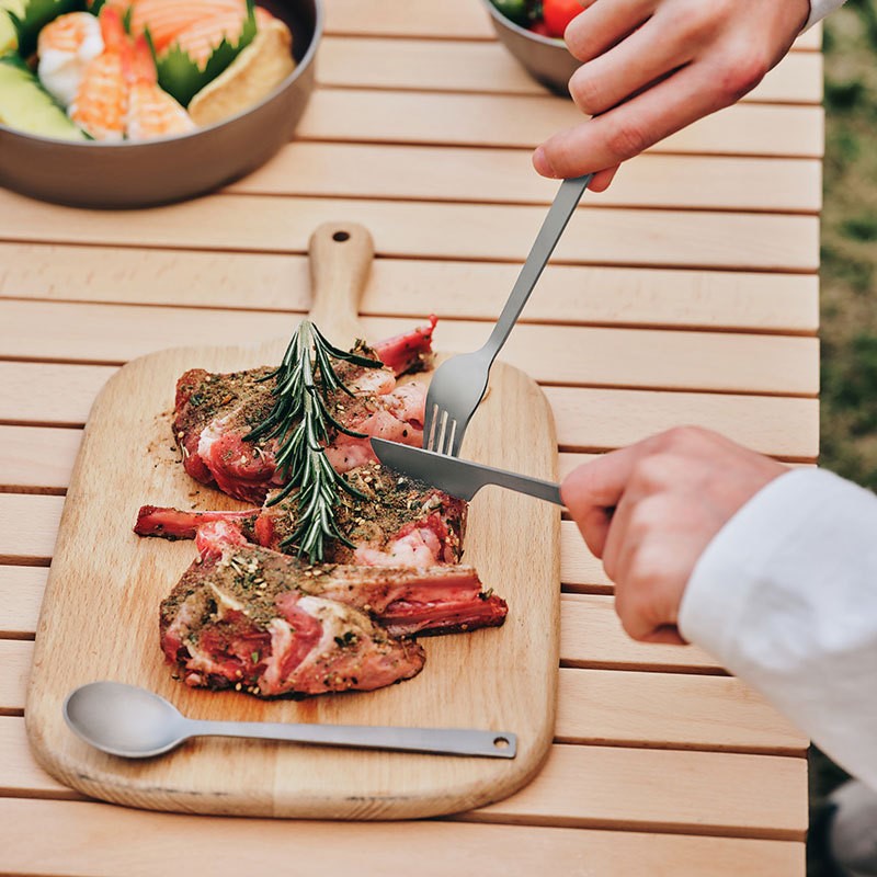 Camping knife, fork and spoon set pure titanium 13 01