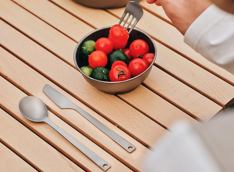 Camping knife, fork and spoon set pure titanium 13 02